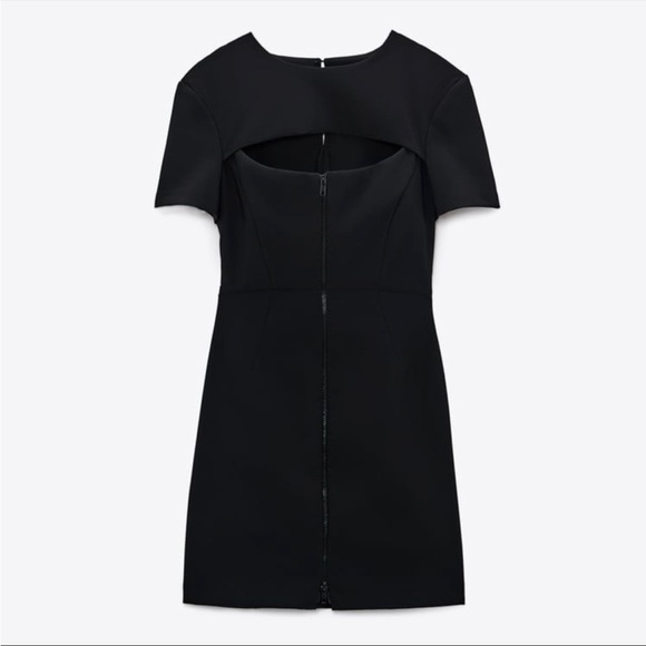 BNWT Zara Cut Out Front Zip Black Mini Dress - Picture 5 of 7